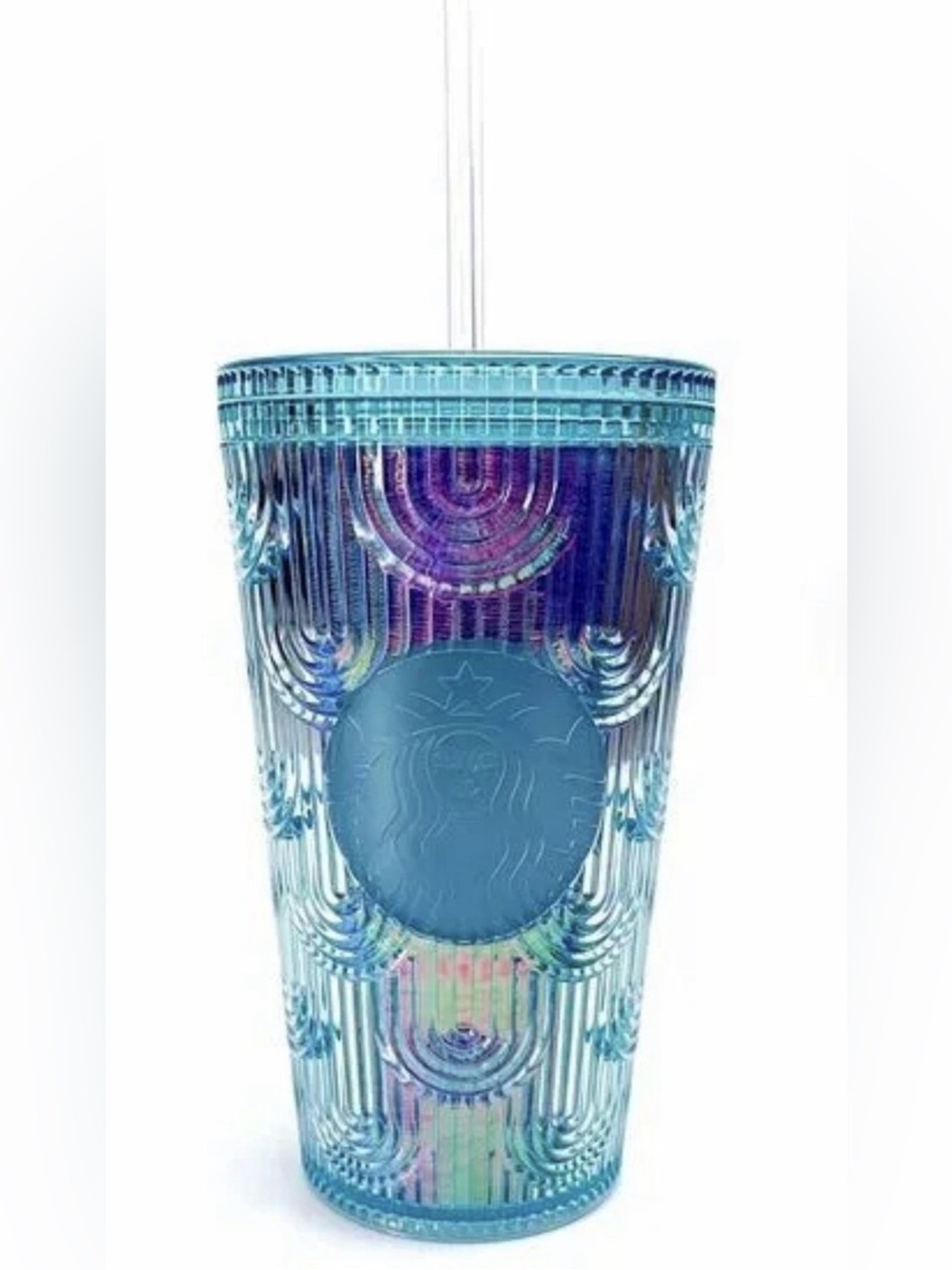 Starbucks 16 Ounce Blue Iridescent Mermaid Scale Tumbler